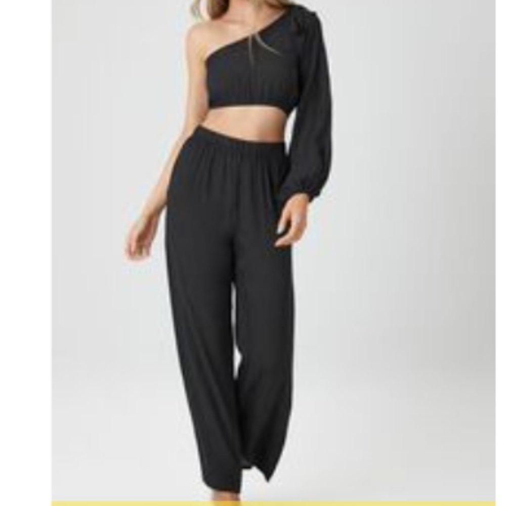 Worn Once: Forever 21 Swim Cover-Up One-Shoulder Top & Pants Set
